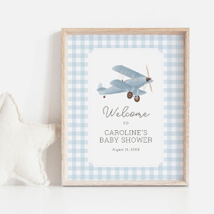 Vintage Travel Aeroplane Baby Shower Welcome Sign