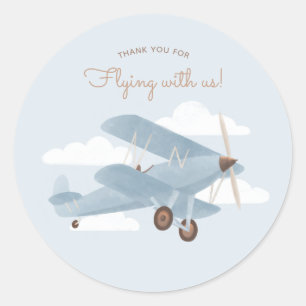 Vintage Travel Aeroplane Birthday Party Classic Round Sticker