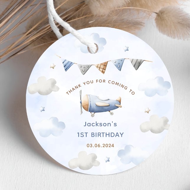 Vintage Travel Aeroplane Birthday Party Favour Tag (Creator Uploaded)