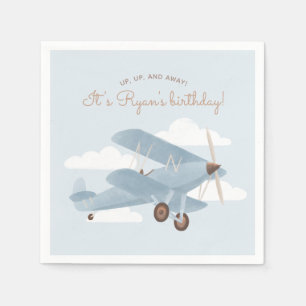 Vintage Travel Aeroplane Birthday Party Napkin