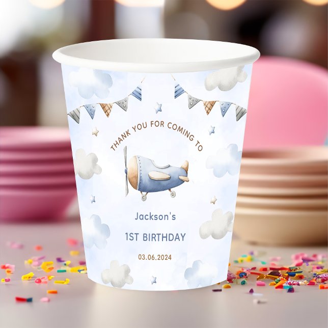 Vintage Travel Aeroplane Birthday Party  Paper Cups (Creator Uploaded)