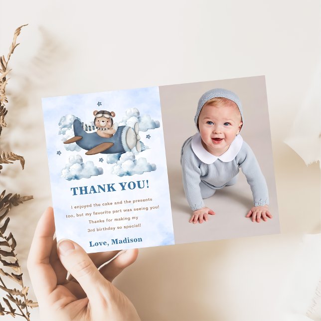 Vintage Travel Aeroplane Birthday Thank You Card (Creator Uploaded)