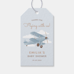 Vintage Travel Aeroplane Boy Baby Shower Gift Tags
