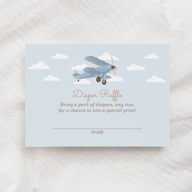 Vintage Travel Aeroplane Diaper Raffle Ticket Enclosure Card (Creator Uploaded)