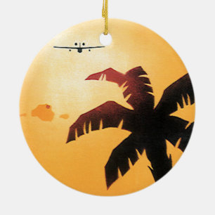 Vintage Travel, Aeroplane Over Hawaiian Islands Ceramic Tree Decoration