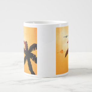 Vintage Travel, Aeroplane Over Hawaiian Islands Large Coffee Mug