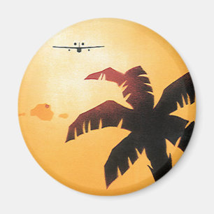 Vintage Travel, Aeroplane Over Hawaiian Islands Magnet