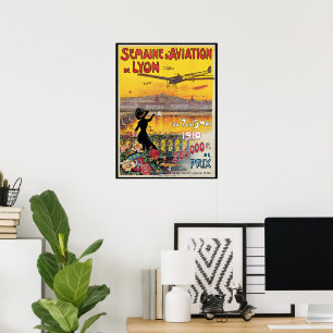 Vintage Travel, Aeroplanes Air Show, Lyon, France Poster