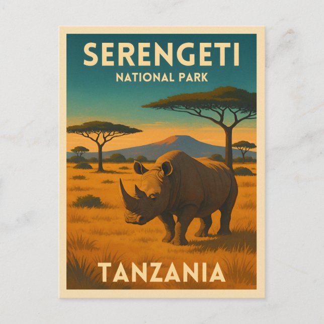 Vintage Travel Africa Serengeti National Park Postcard (Front)