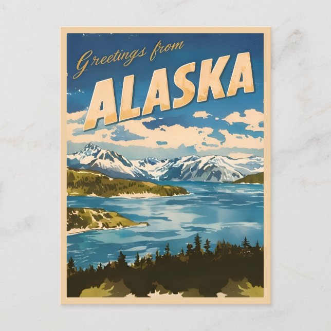 Vintage Travel Alaska Nature Landscape Retro  Postcard (Front)