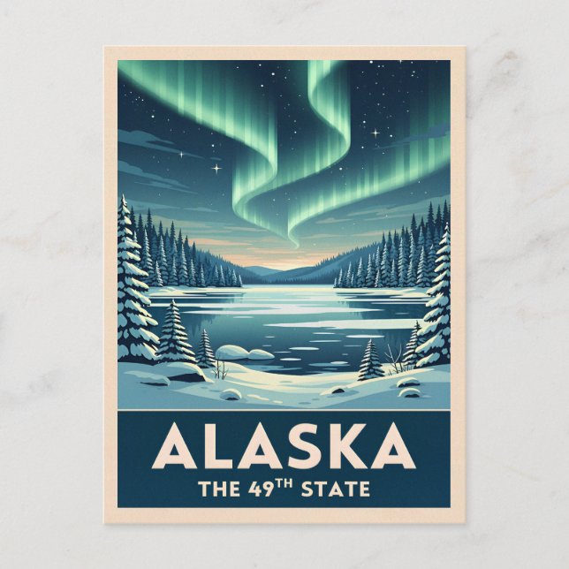 Vintage Travel Alaska Winter Landscape Retro Postcard (Front)