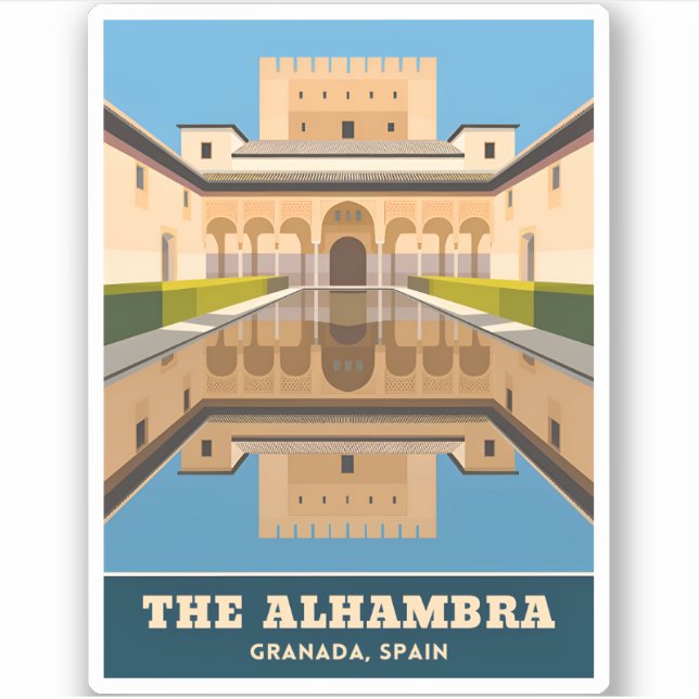 Vintage Travel Alhambra Granada Spain Retro Scenic (Front)