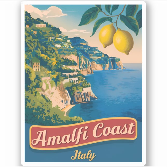 Vintage Travel Amalfi Coast Italy Retro Scenic (Front)