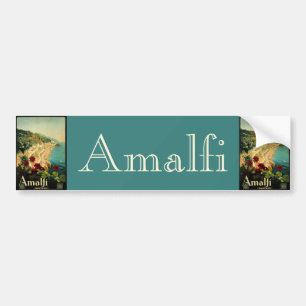Vintage Travel, Amalfi Italian Coast Beach Bumper Sticker