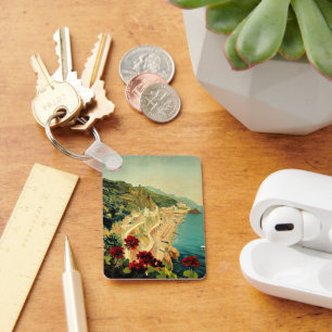 Vintage Travel, Amalfi Italian Coast Beach Key Ring