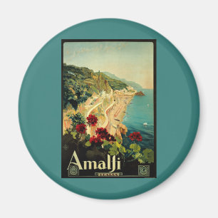 Vintage Travel, Amalfi Italian Coast Beach Magnet