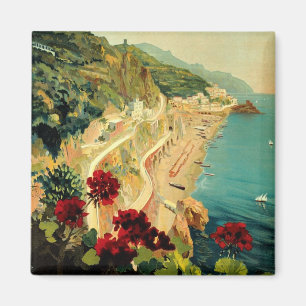 Vintage Travel, Amalfi Italian Coast Beach Magnet