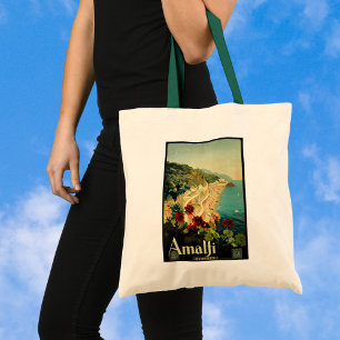 Vintage Travel, Amalfi Italian Coast Beach Tote Bag
