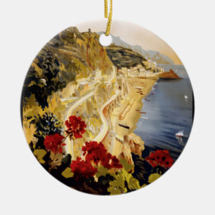 Vintage Travel Amalfi Italy Ceramic Tree Decoration
