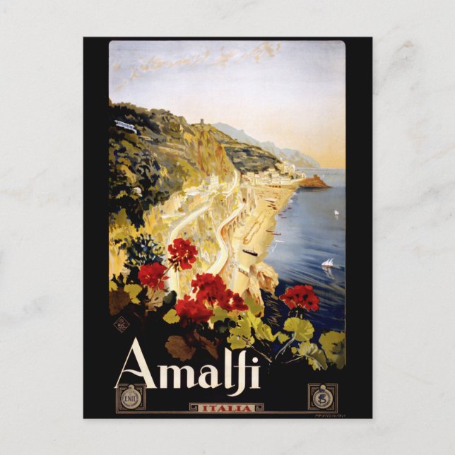 Vintage Travel Amalfi Italy Coast Postcard (Front)