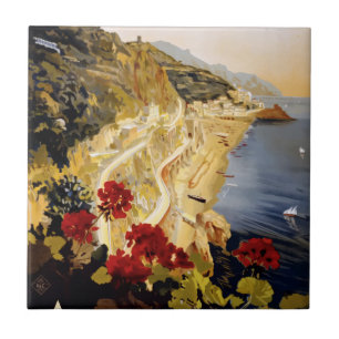 Vintage Travel Amalfi Italy Tile