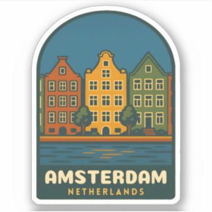 Vintage Travel Amsterdam Netherlands Retro Scenic