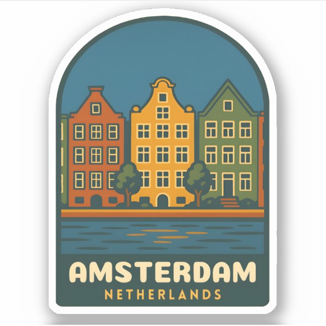 Vintage Travel Amsterdam Netherlands Retro Scenic (Front)