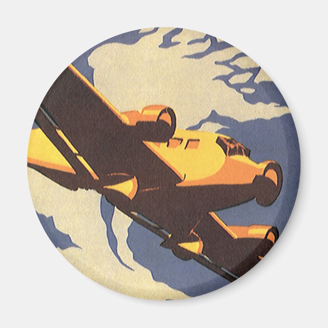 Vintage Travel and Transportation Aeroplane Flying Magnet (Front)