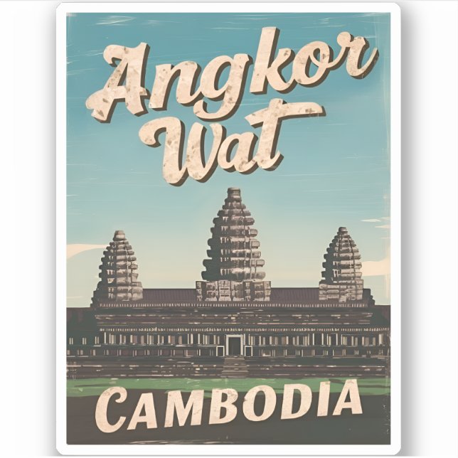 Vintage Travel Angkor Wat Cambodia Retro Scenic (Front)