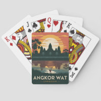 Vintage Travel Angkor Wat Cambodia Retro Sunset