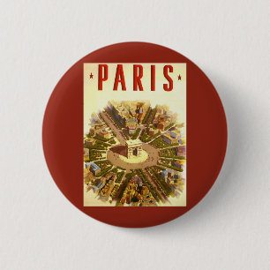 Vintage Travel, Arc de Triomphe Paris France 6 Cm Round Badge