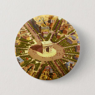 Vintage Travel, Arc de Triomphe Paris France 6 Cm Round Badge