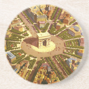 Vintage Travel, Arc de Triomphe Paris France Coaster