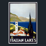 Vintage Travel Art Deco Poster Italian Lakes<br><div class="desc">The Italian Lakes offer a bit of everything; pretty towns and villages perched on the water's edge,  a backdrop of mountains,  fine buildings and,  of course,  stunning scenery,  as you all see from this vintage art-deco poster.</div>