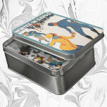 Vintage Travel, Art Deco, Winter Davos Switzerland Jigsaw Puzzle<br><div class="desc">Vintage illustration advertisement,  European travel poster or luggage label from Davos,  Switzerland featuring a love and romance sports design with couples ice skating. Winter in Davos.</div>