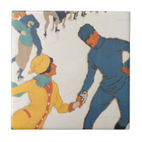Vintage Travel, Art Deco, Winter Davos Switzerland