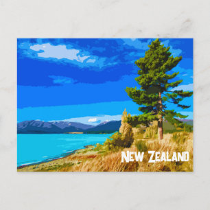 Vintage Travel Art New Zealand Postcard