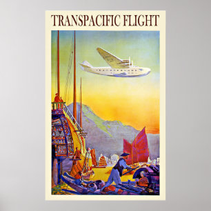Vintage Travel Asia Far East By Airplane Poster