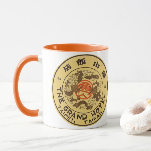 Vintage Travel Asia, Grand Hotel, Taipei, Taiwan Mug (With Donut)