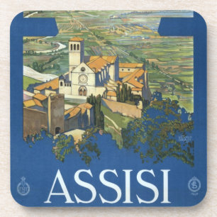 Vintage Travel Assisi Italy Francesco Basilica Coaster