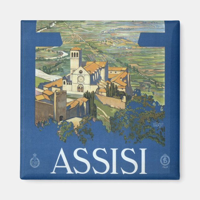 Vintage Travel Assisi Italy Francesco Basilica Magnet (Front)