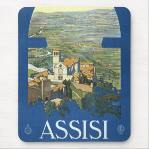 Vintage Travel Assisi Italy Francesco Basilica Mouse Mat