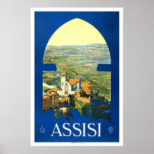 Vintage travel,Assisi Poster