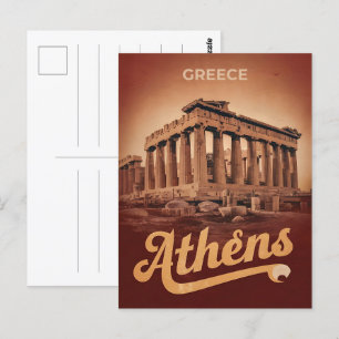 vintage Travel Athens capital of Greece gifts Postcard