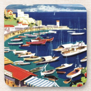 Vintage Travel Athens Greece Coaster
