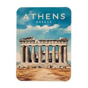 Vintage Travel Athens Greece Parthenon Retro Magnet