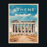Vintage Travel Athens Greece Parthenon Retro Postcard<br><div class="desc">Step back in time with this retro travel-inspired design featuring the Parthenon,  the iconic symbol of ancient Greece. Infused with nostalgia and vintage charm,  this design captures one of the world's most iconic landmarks in a retro aesthetic reminiscent of classic travel posters from yesteryear.</div>