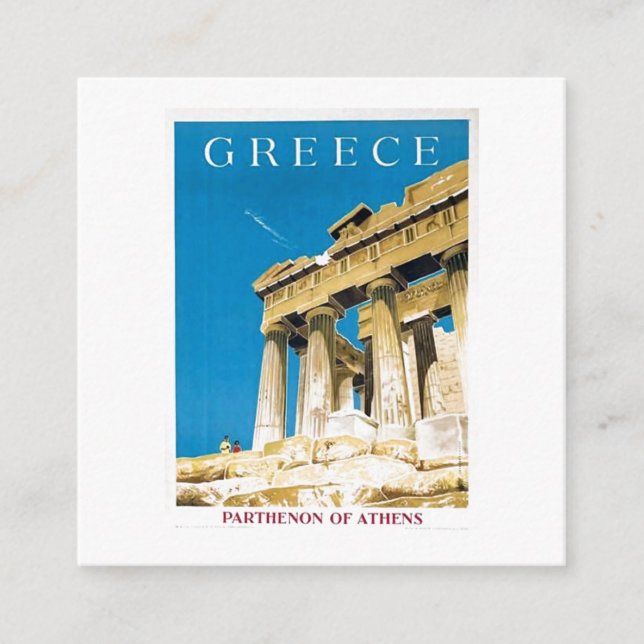 Vintage Travel Athens Greece Parthenon Temple Card (Front)