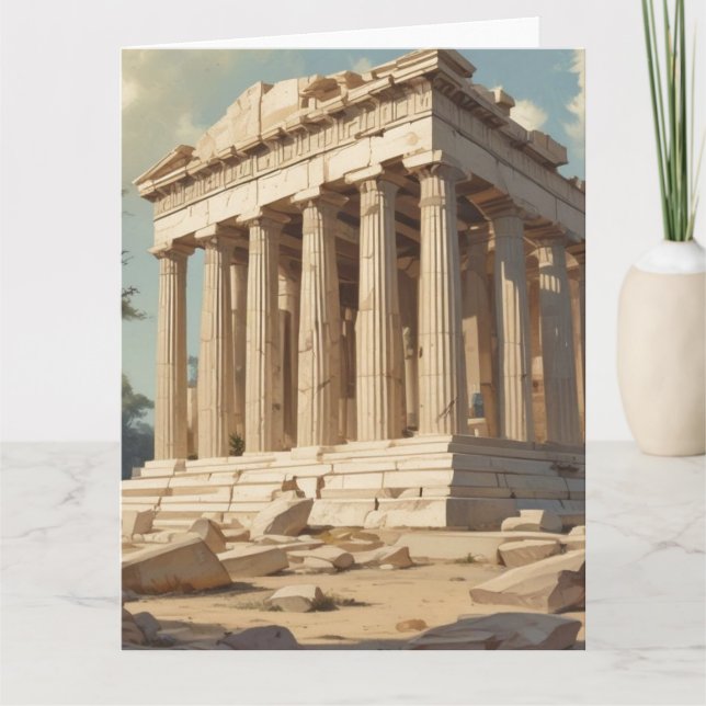 Vintage Travel Athens Greece Parthenon Temple Card (Front)