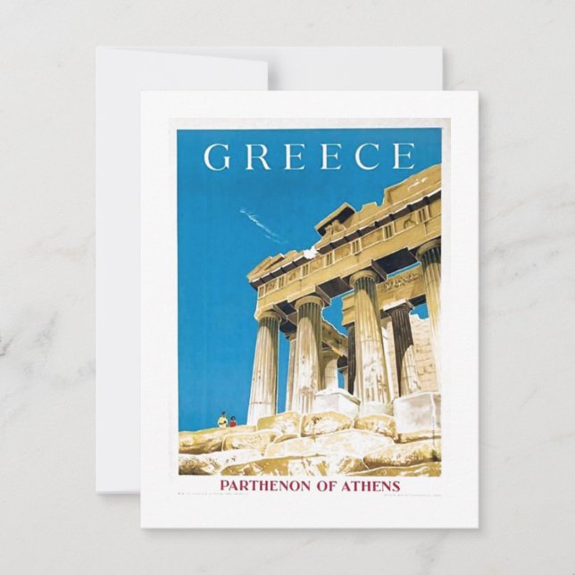 Vintage Travel Athens Greece Parthenon Temple Card (Front)